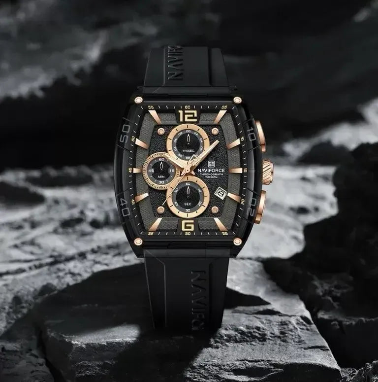 NAVIFORCE Luxury Black & Rose Gold Men's Watch