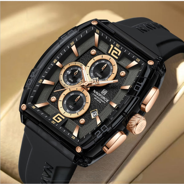 NAVIFORCE Luxury Black & Rose Gold Men's Watch