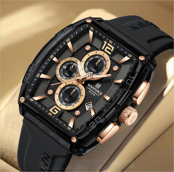 NAVIFORCE Luxury Black & Rose Gold Men's Watch